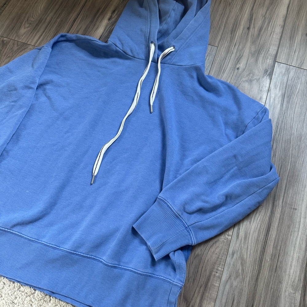 Aerie Oversized Hooded Sweatshirt Relaxed Comfy Classic Blue Size Medium - Picture 2 of 7